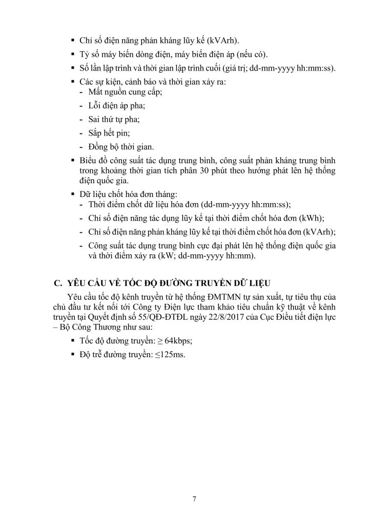 Quy định kết nối hệ thống điện mặt trời với SCADA