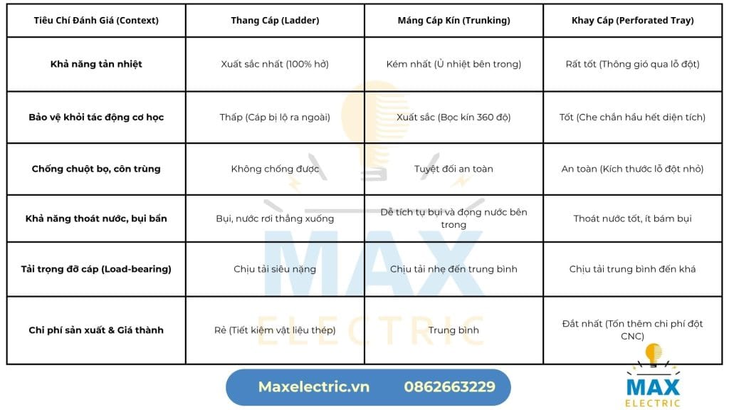 So Sánh Thang Cáp, Máng Cáp, Khay Cáp: Khi Nào Dùng Loại Nào?